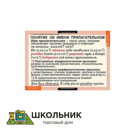 Таблицы демонстрационные «Русский язык. Имя прилагательное»