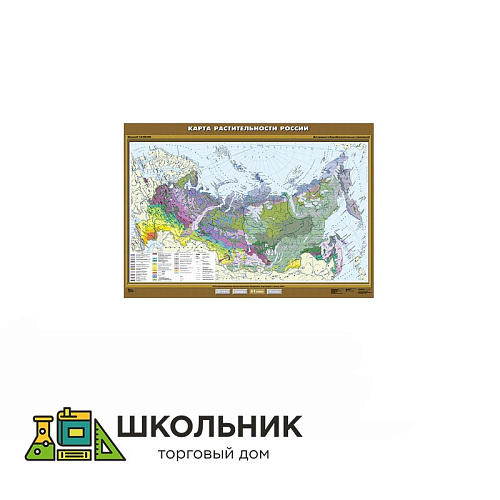 Учебная карта «Растительность России» 100х140