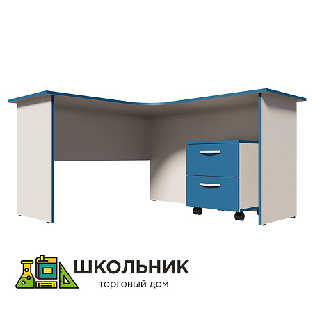 Стол письменный эргономичный с выкатной тумбой