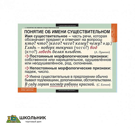 Таблицы демонстрационные «Русский язык. Имя существительное»